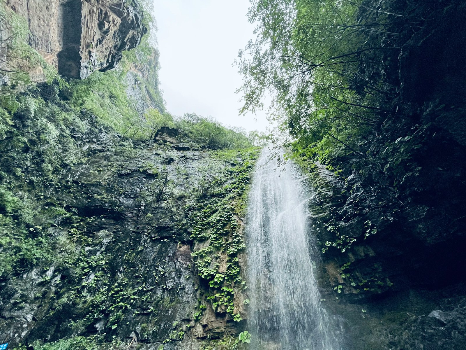 a waterfall in a rocky area