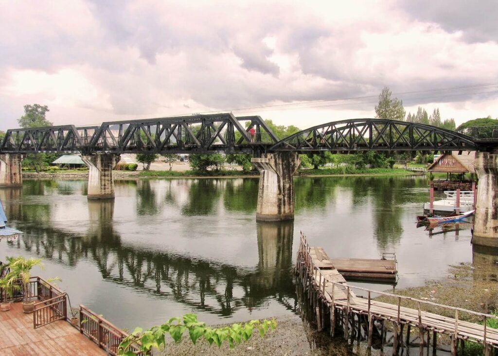 Death Railway bridge over the River Kwai in Kanchanaburi, Thailand